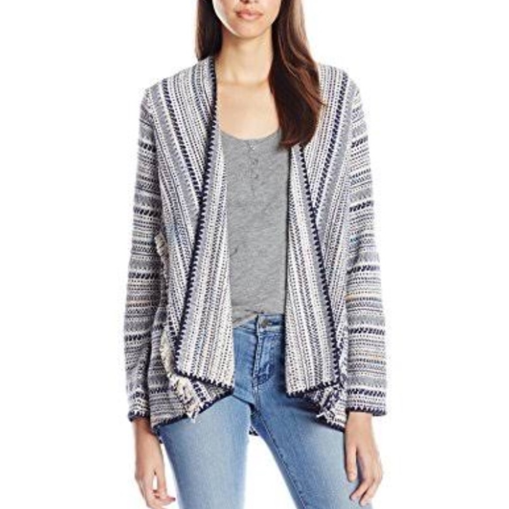 Lucky brand knitted woven open cardigan size large